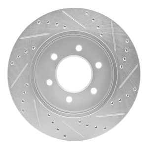Ford F-150 Brake Rotor (1) - Front Left - R1 Concepts - Drilled & Slotted - Silver - `04-`08